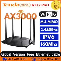 Amplificador de Sinal Sem Fio de Banda Dupla, Rede Repetidora Wi-Fi, AX3000, WiFi 6 Mesh, Roteador Gigabit Tenda, 2.4G, 5GHz, RX12 PRO