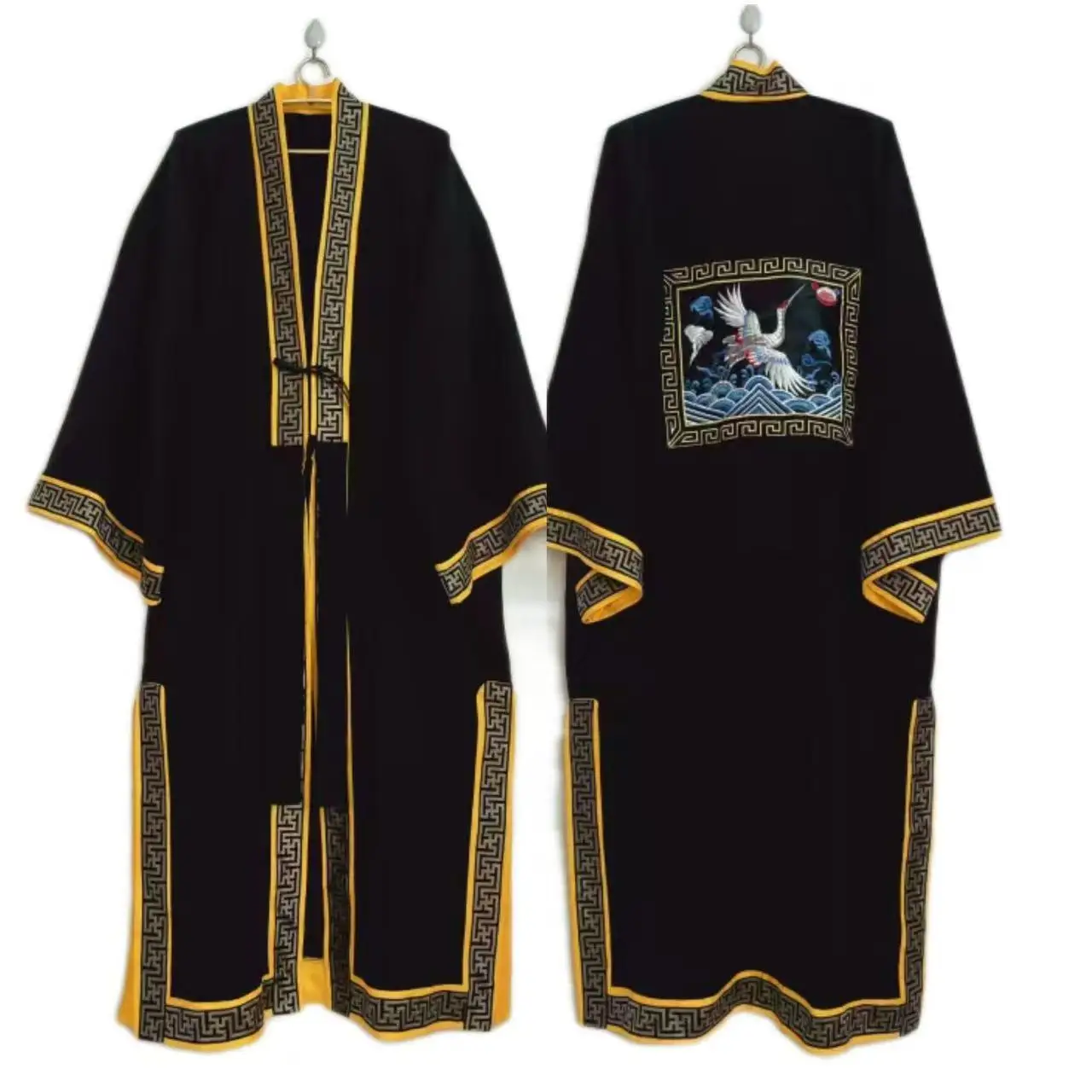 Taoistyczna szata Tradycyjne chińskie ubranie Kołnierz z zakładką Mieszanka materiałów Duże rękawy Długa szata Vintage Strój do ćwiczeń porannych w świątyni