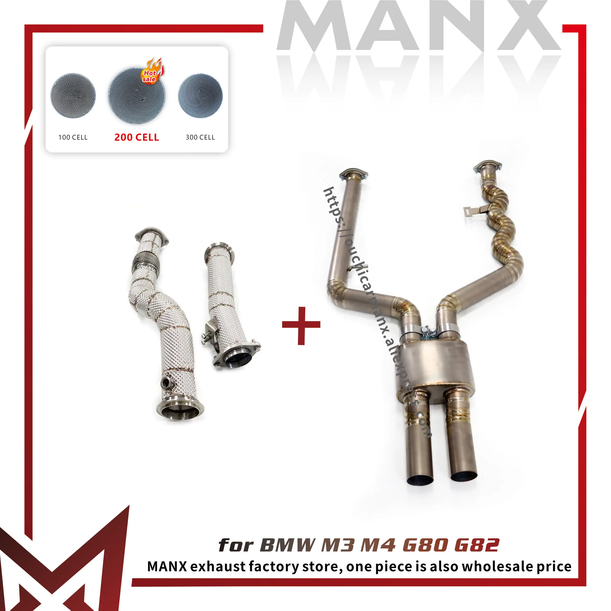 

MANX Middle pipe Ti for BMW M3 M4 G80 G82 Downpipe Stainless steel Exhaust system After-sales guarantee Excellent quality