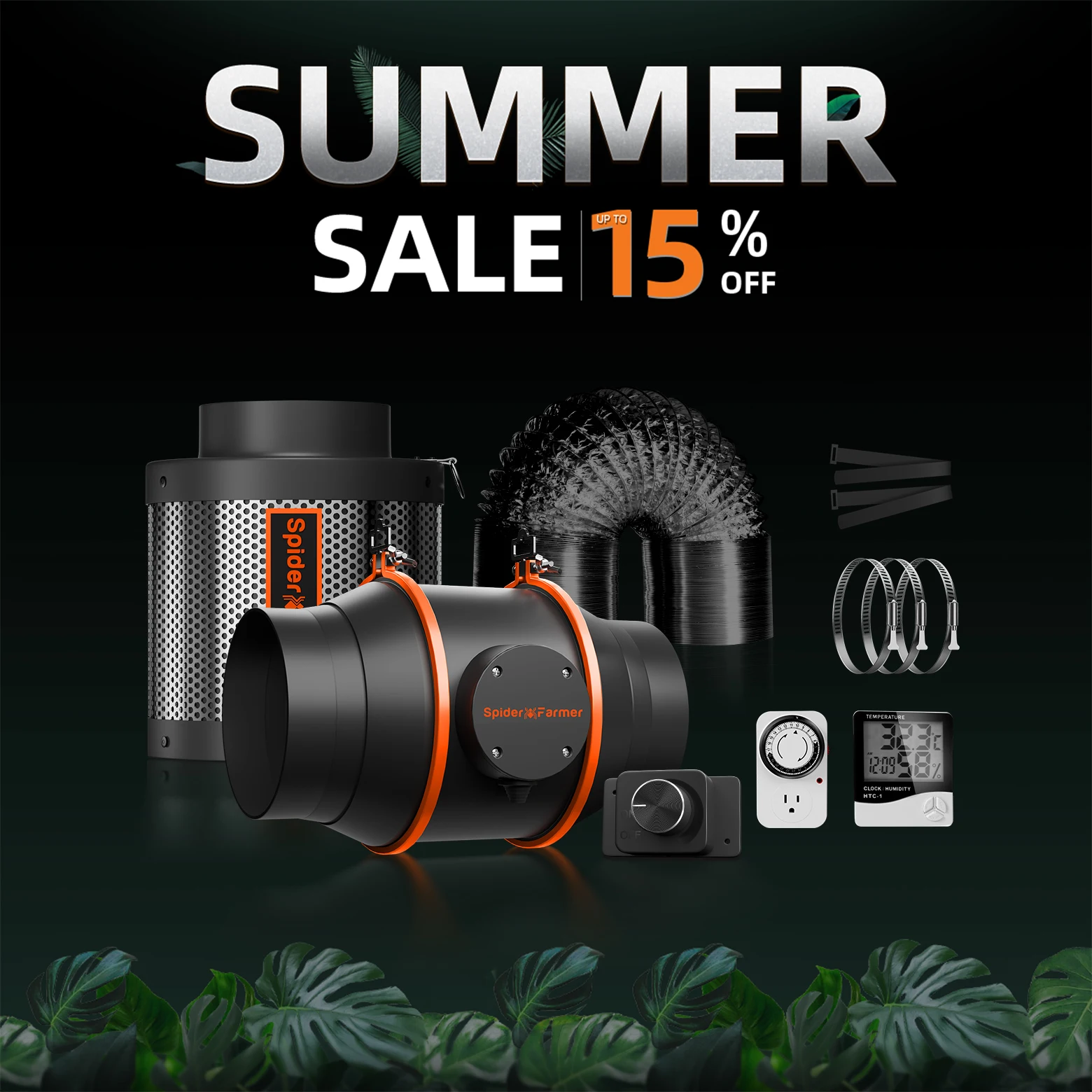 

2025 Spider Farmer 4Inch/6Inch Inline Fan Air Ducting Fan with RJ12 Port Ventilation Carbon Filter Setup for Indoor Grow Tent