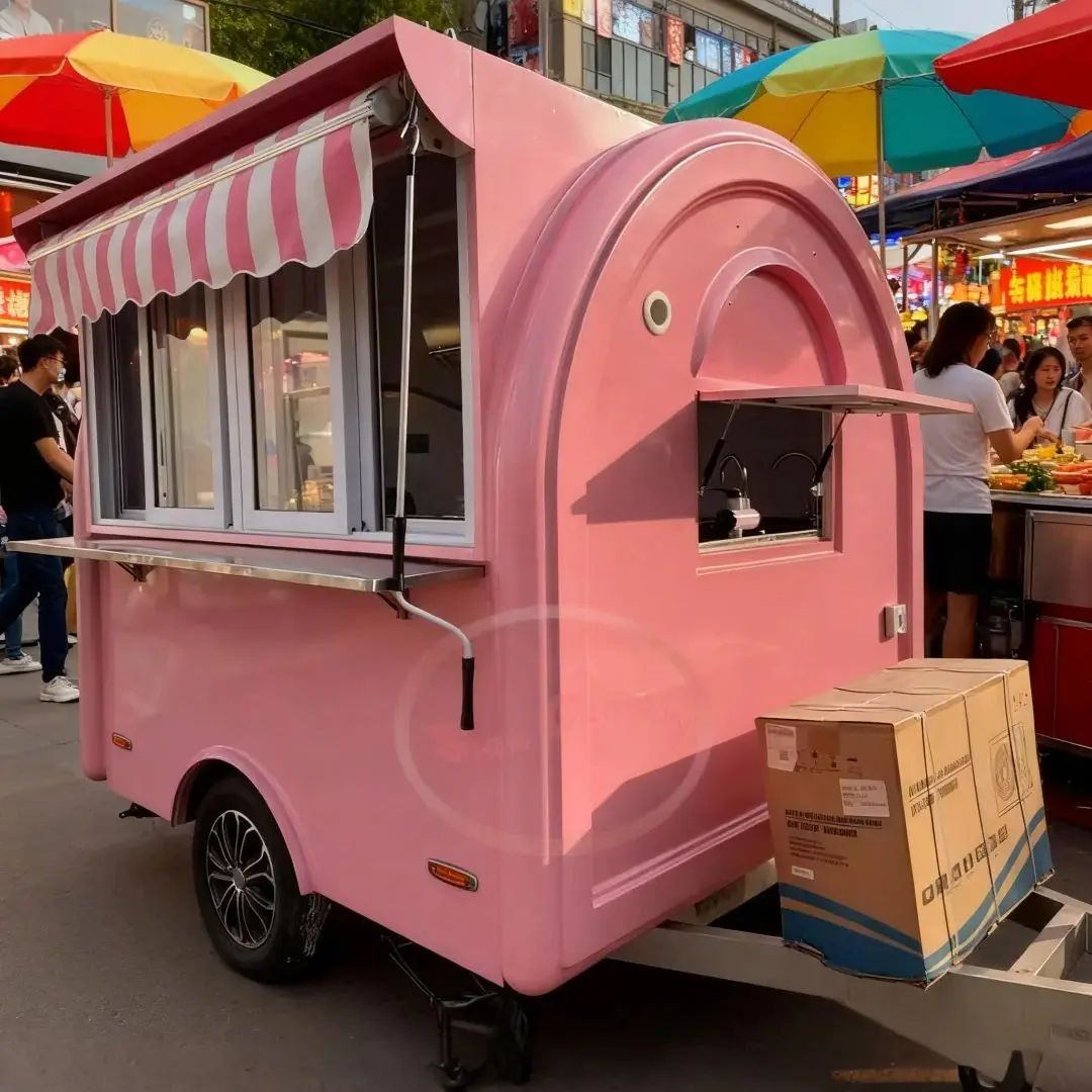 مقطورة عربة طعام آيس كريم هوت دوج صغيرة متنقلة مع عجلات شاحنة طعام صغيرة للشارع للبيع بسعر رخيص في الولايات المتحدة الأمريكية #1