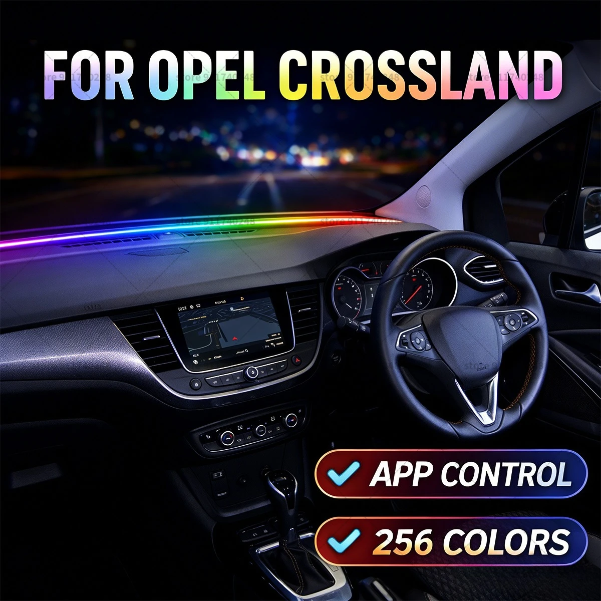 

For Opel Crossland Automotive decoration light strip, colorful acrylic front windshield soundproofing strip, ambience light