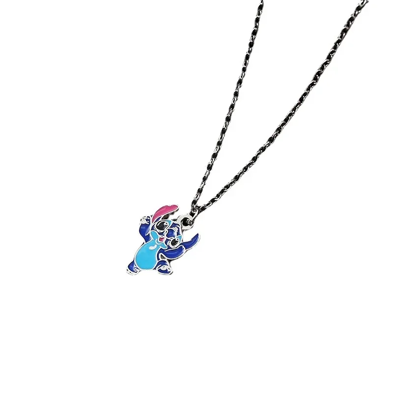 Collar de pareja de dibujos animados de Disney, Lilo & Stitch de modelado de collar de Metal, personajes de Anime, colgante de Hip Hop Kawaii, regalos para niños