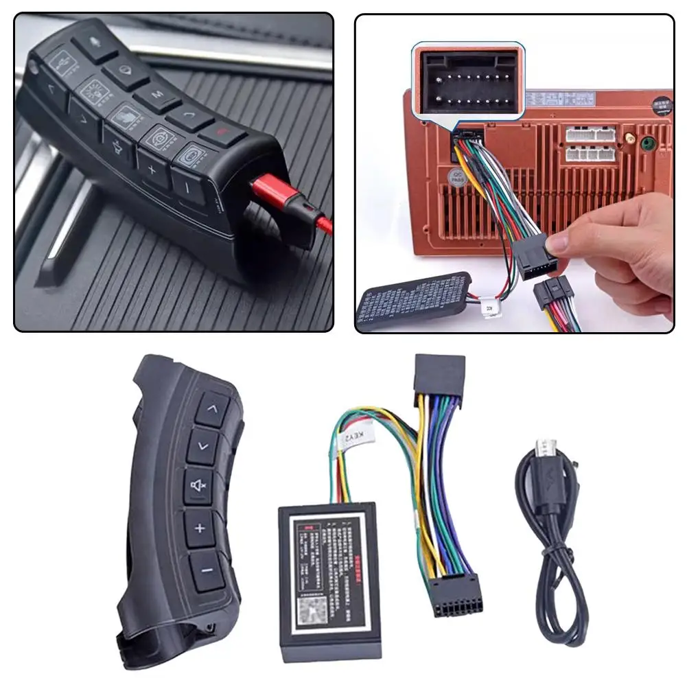 

For Android Dvd Gps Multi-function Buttons Universal Control Steering 11 Car Keys Long Wheel Remote Squar Bright Wireless B Z6n7