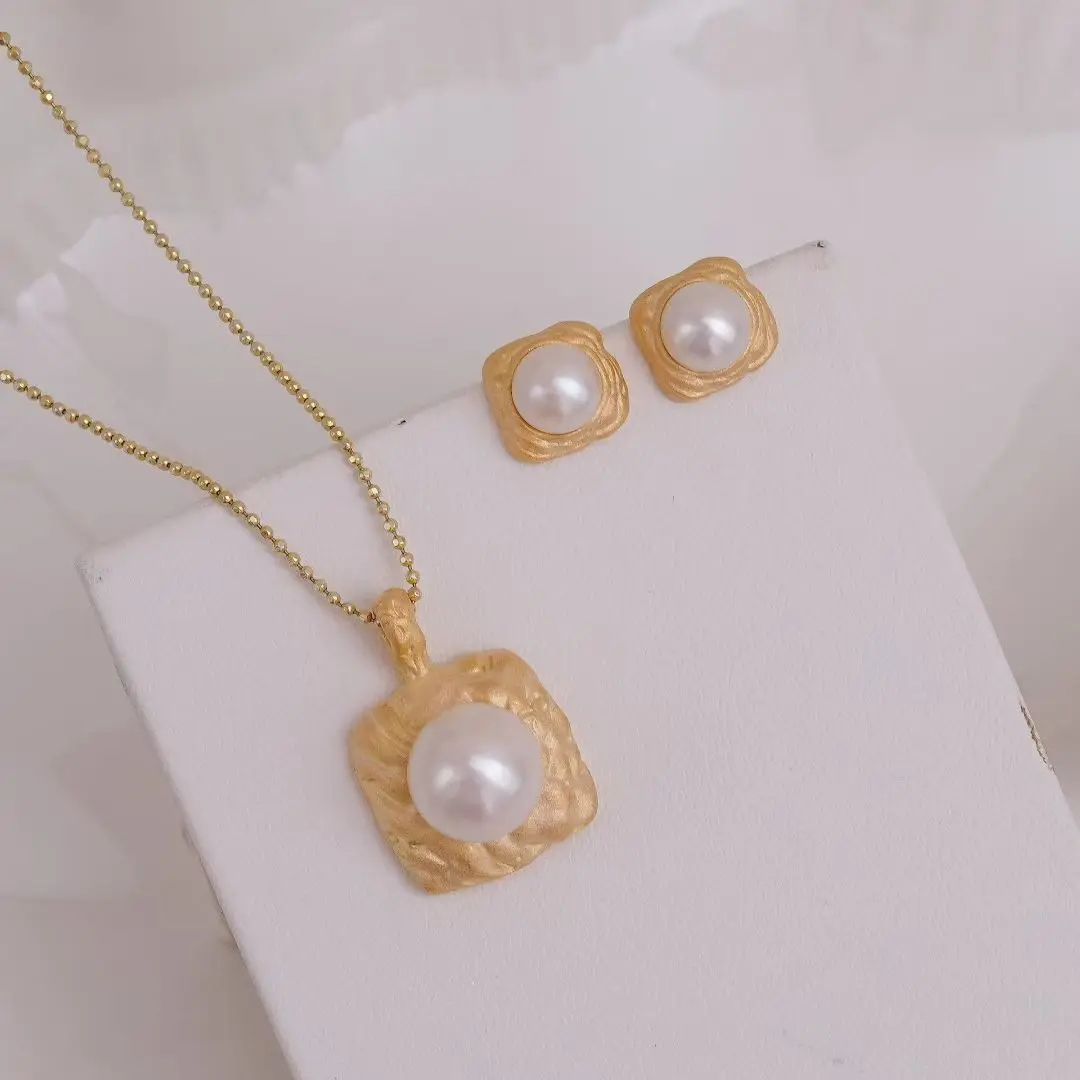 

S925 Sterling Silver Pendant and Earrings Set Base Mounts Findings Mounting Jewelry Set Parts Fittings for 6-10mm Pearls