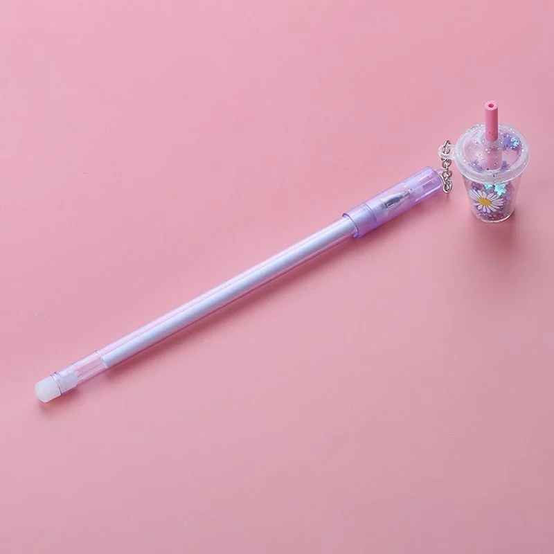 Ellen Brook 1 PCS Cute Kawaii Daisies Flower Milk Tea Cup Pendant Gel Pen School Office Supplies Stationery Sweet Lovely Pen