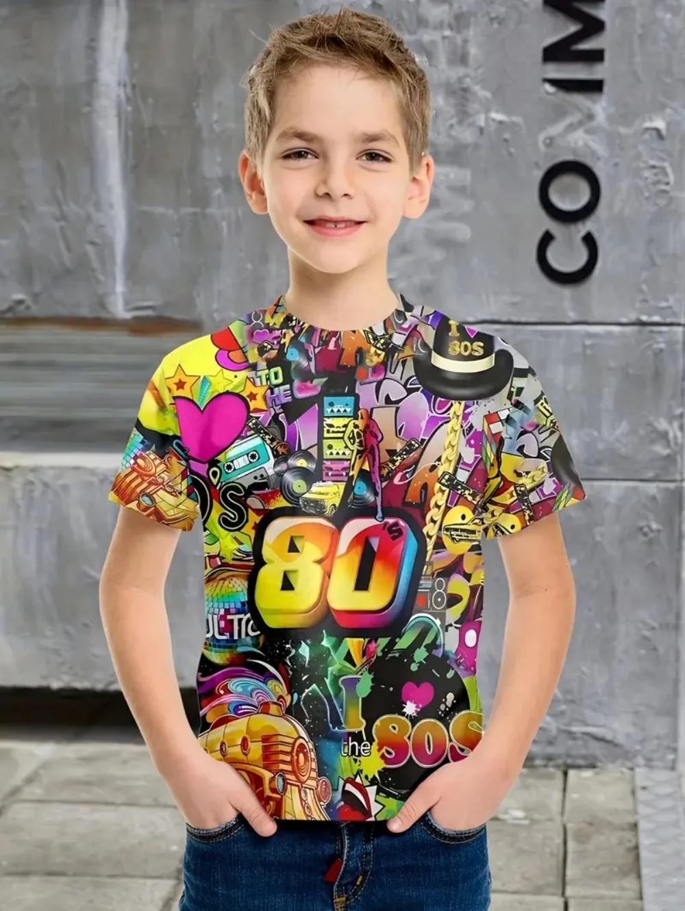 Children's Clothing T-Shirt Graffiti Street 3D Print Hip Hop Tops