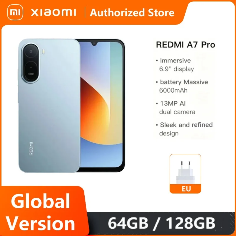 Nova Versão Global Xiaomi Redmi A7 Pro Smartphone de 6.9" com LCD de 120Hz, Bateria de 6000mAh, Octa-core UNISOC T7250, Câmera de 13MP, 64GB e 128GB ROM