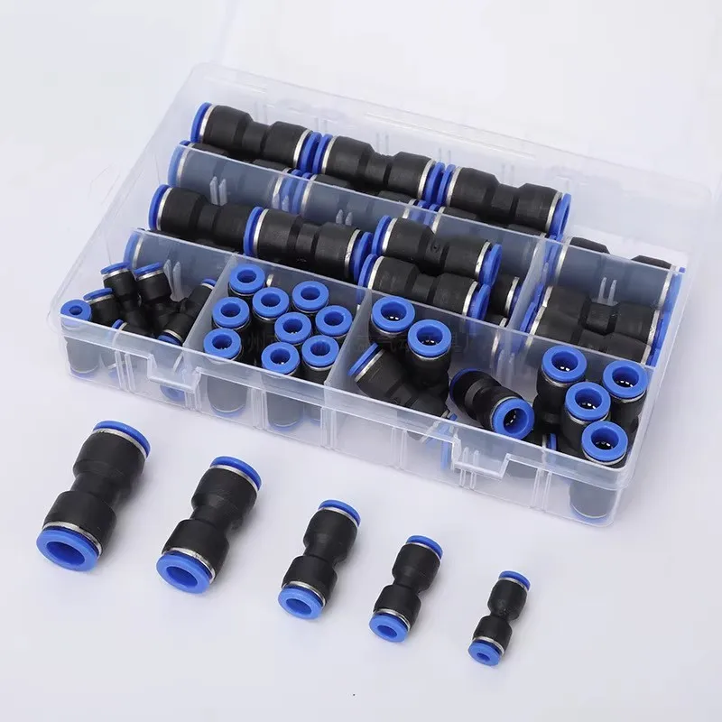 50 PCS Pneumatic Quick Push Connectors Set for Industrial Use Tube Hose 4/6/8/10/12 Air Pneumatic Parts Connector Accessories