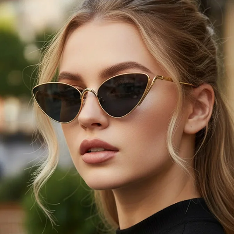 Alloy Triangle Cat Eye Y2K Sunglasses for Women Vintage Gradient Sexy Outdoor Sun Glasses Ladies New Fashion Driving Shade UV400