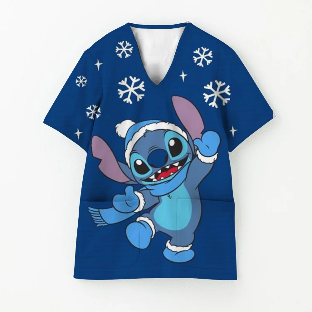 

Рождественская коллекция Disney Stitch, медицинские скраб-топы, праздничная скраб-униформа, пасхальная медицинская униформа