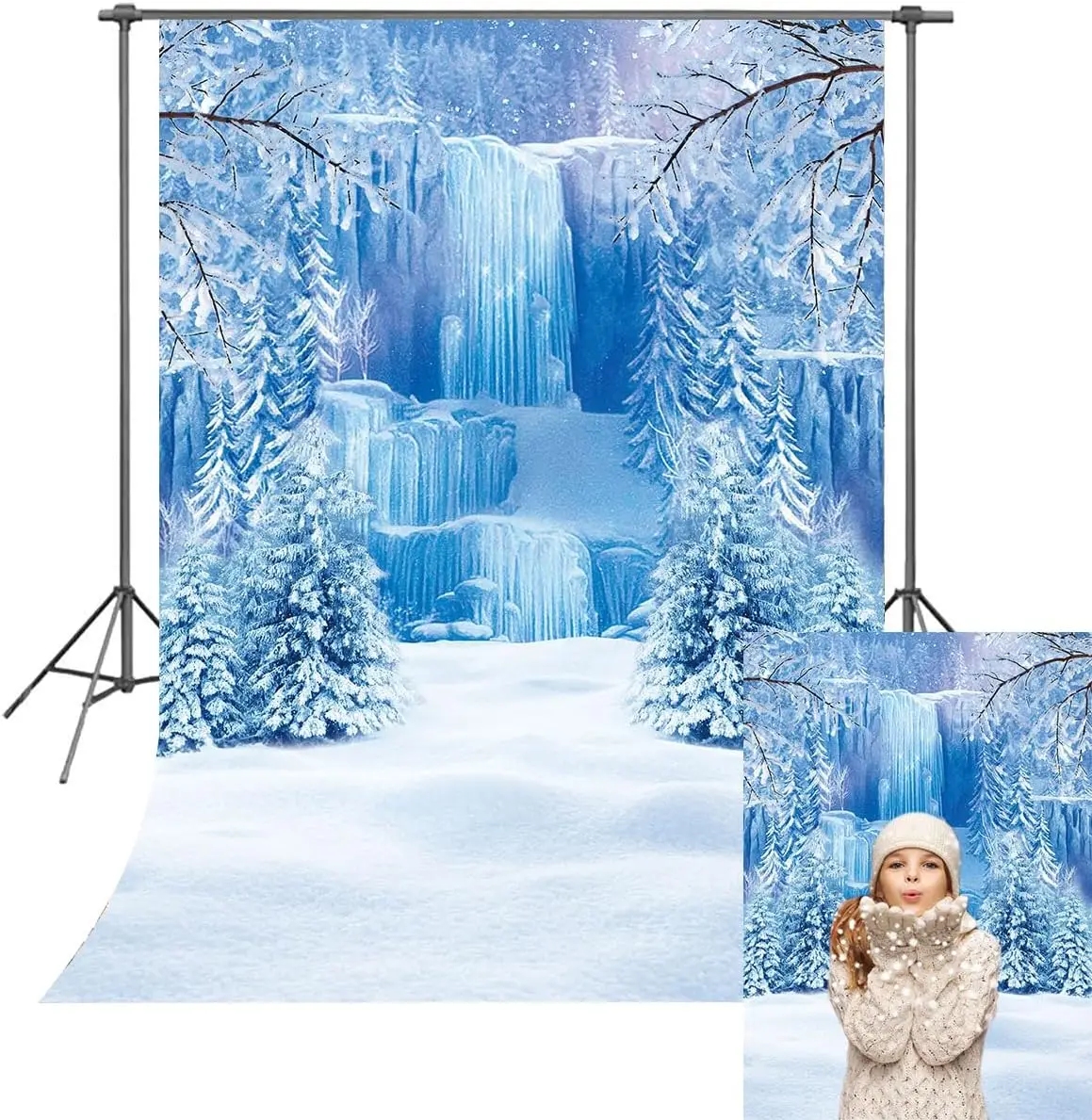 

Forest Winter Backdrop Ice and Snow White World Background Wonderland Baby Shower Party Child Portrait Photography Background