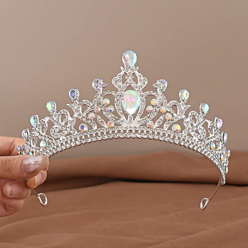 Baroque Crystal Tiara Crown Multi-color Rhinestone Princess Headband Wedding Bridal Pageant Prom Birthday Party Hair Accessories