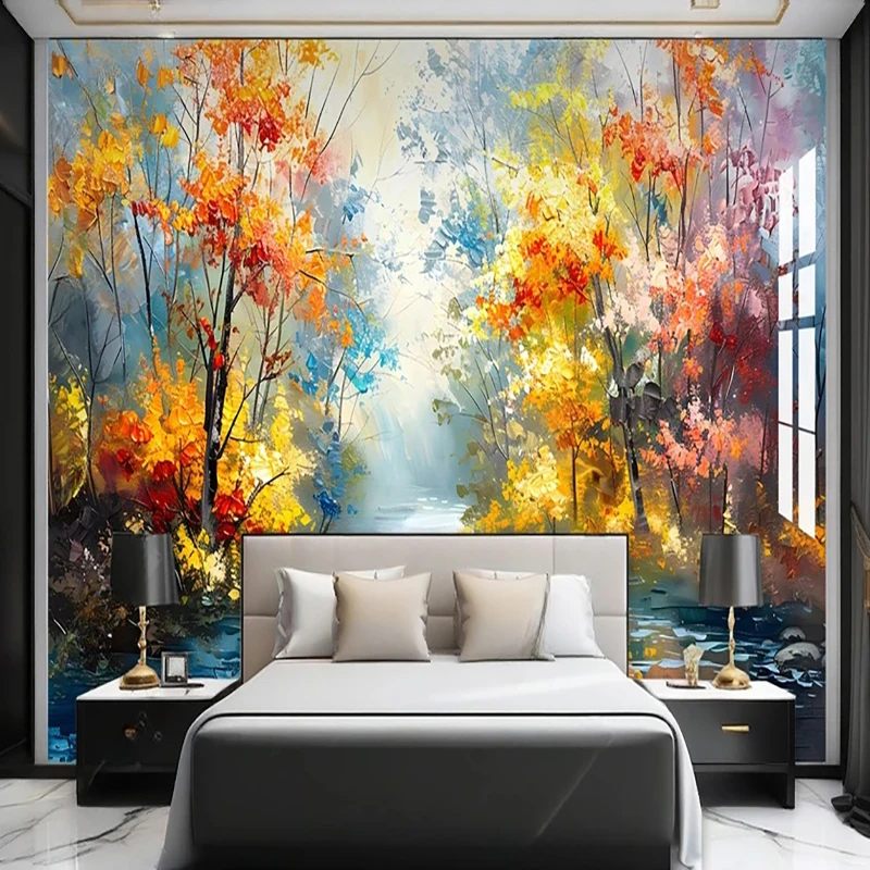 Custom Modern Art Oil Painting Landscape Wall Cloth  Living Room Sofa Wall Background Wall Mural Wall Paper Home Decor Fresco