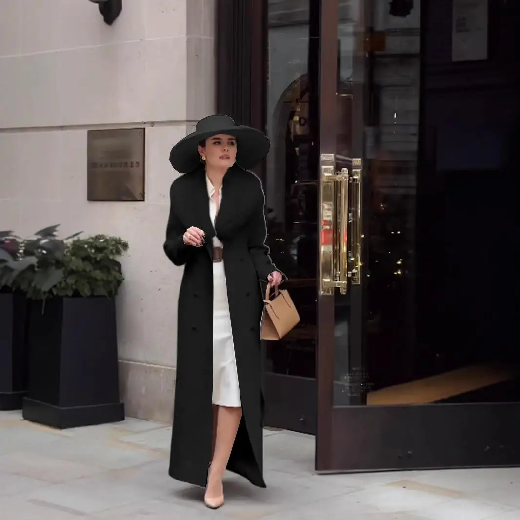 

Long Coat with Big Fur Collar Women's Winter Faion Outerwear Regular Sve Long Sve Regenerative Cellulose Fiber 00%