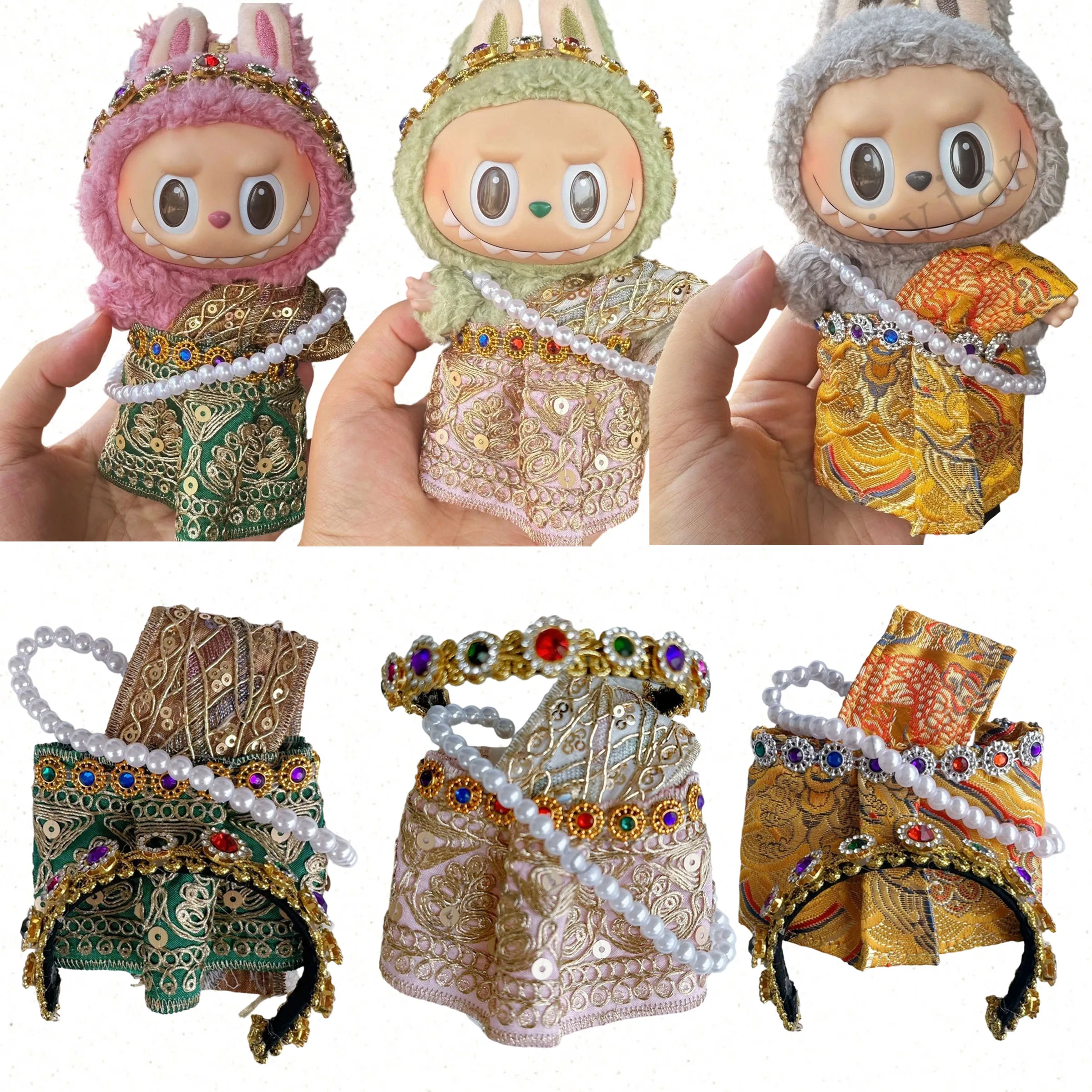 Ropa tailandesa con collar de diadema para ropa de muñeca Ropa Labubu V3