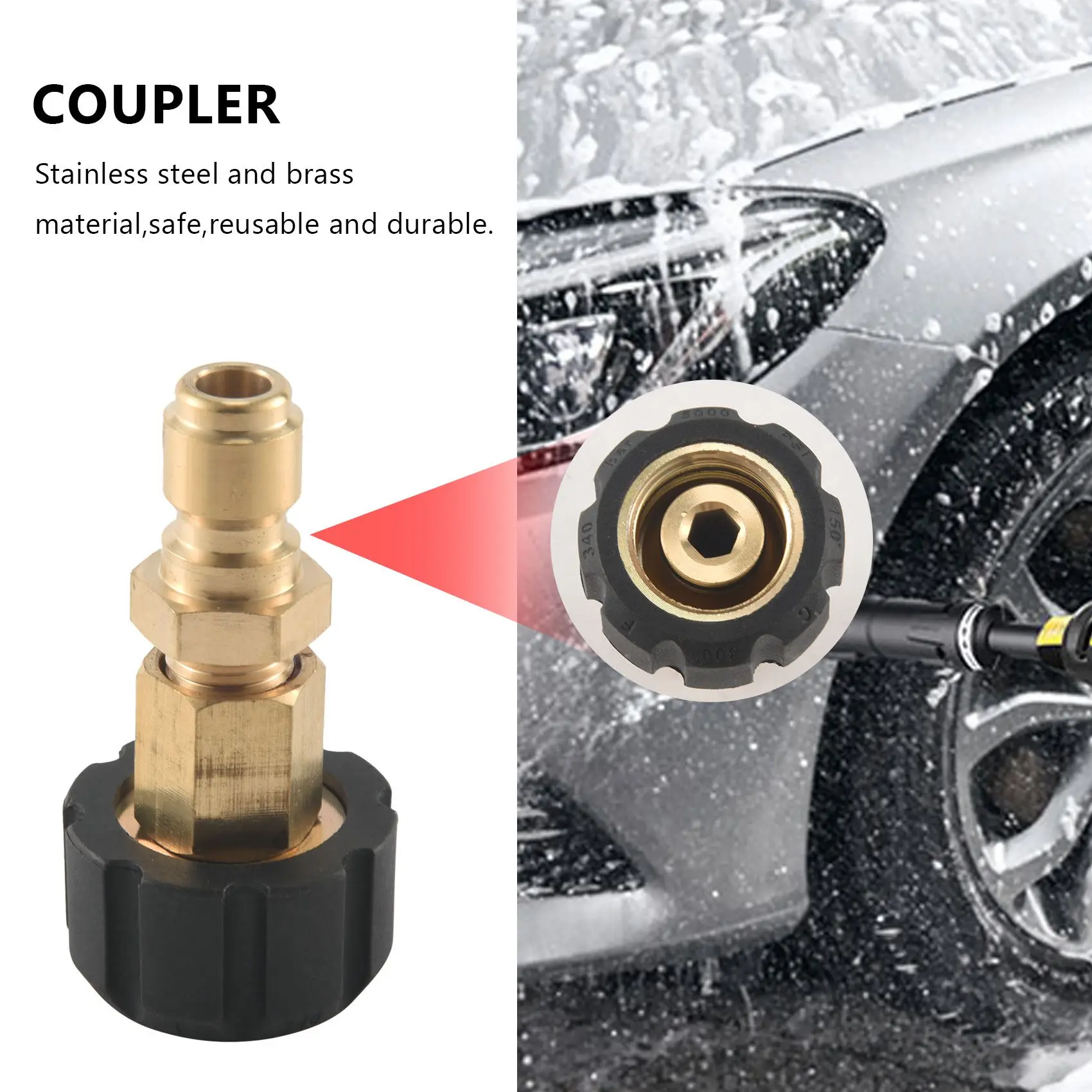 ScrewPressure Washer Adapter Set Quick Connector M22 14mm Swivel To M22