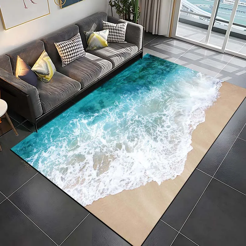 

15 Size Beach Waves Pattern Rug Carpet for Living Room Bathroom Mat Creative Doormat Carpet for Bedroom Home Decor