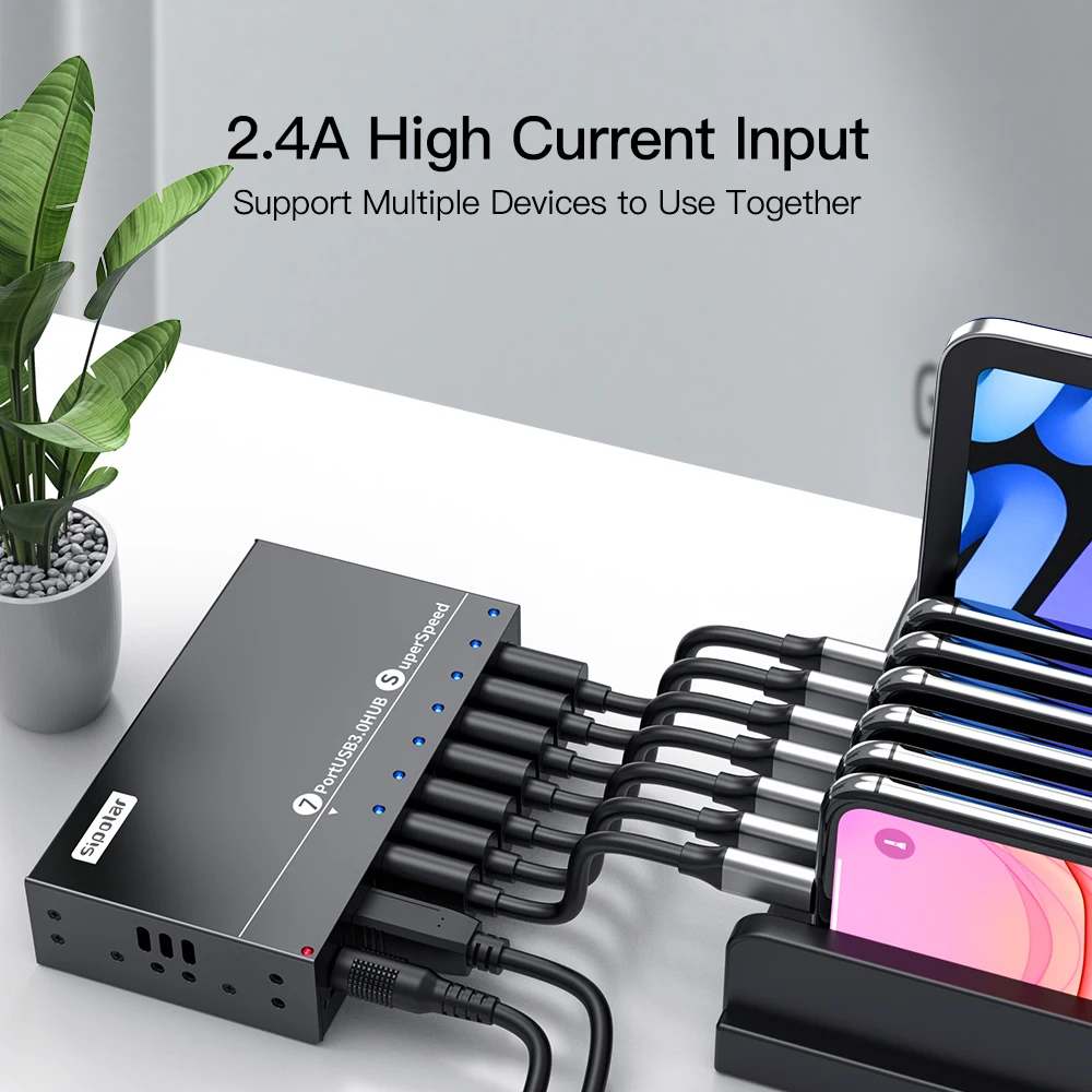 A-173 Sipolar 7 Port Usb Hub 36W  Fast Charging Hub for Refurbished  Phone  Usb 3.0 Hub