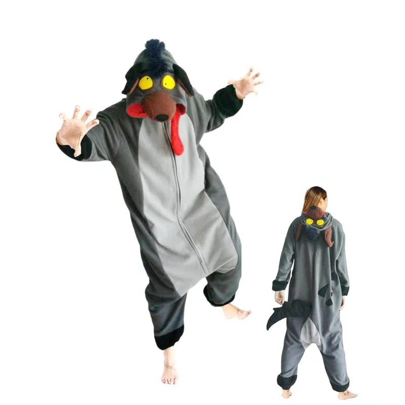 Zipper hyena onesies women men cosplay dog adult Kigurumi animal pajama Cartoon Festival homewear winter warm suit overalls oi87