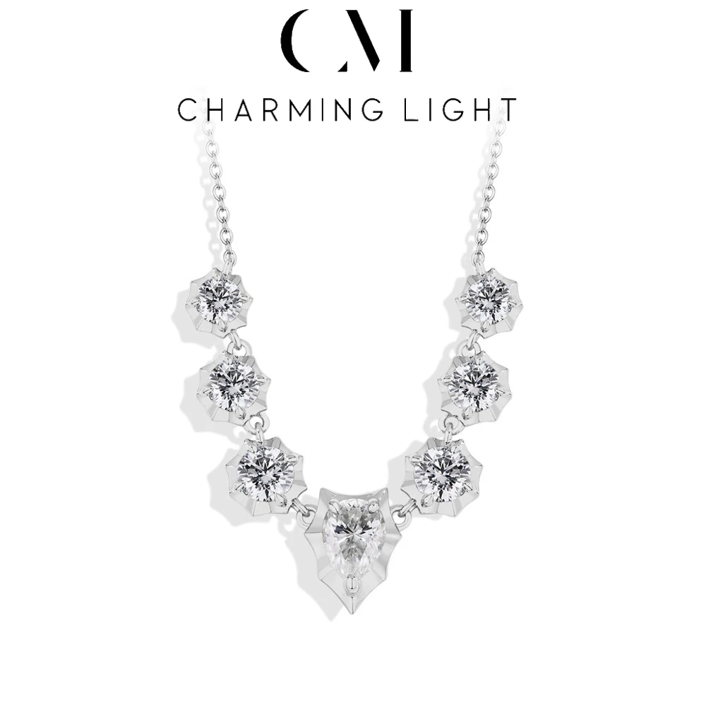 

Charming Luxury 2.6ctw S925 Sterling Silver Moissanite Diamond Necklaces 18k Gold Plated For Women Elegant Wedding Jewelry 50cm