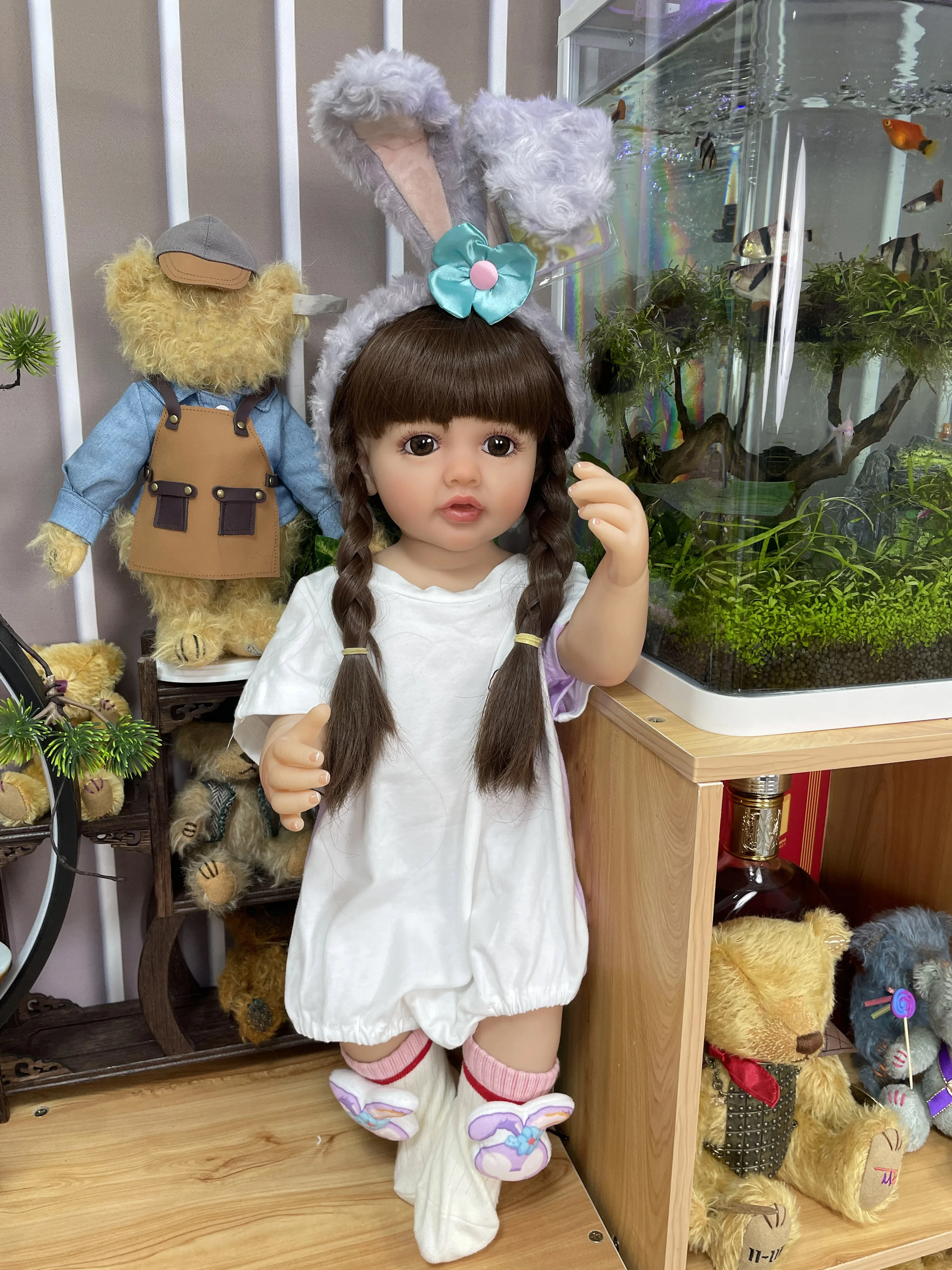 22inch Betty Soft Full Vinyl Girl Body Lifelike Reborn Doll Pretty Princess Multiple Layers Painting Christmas Children's Gift