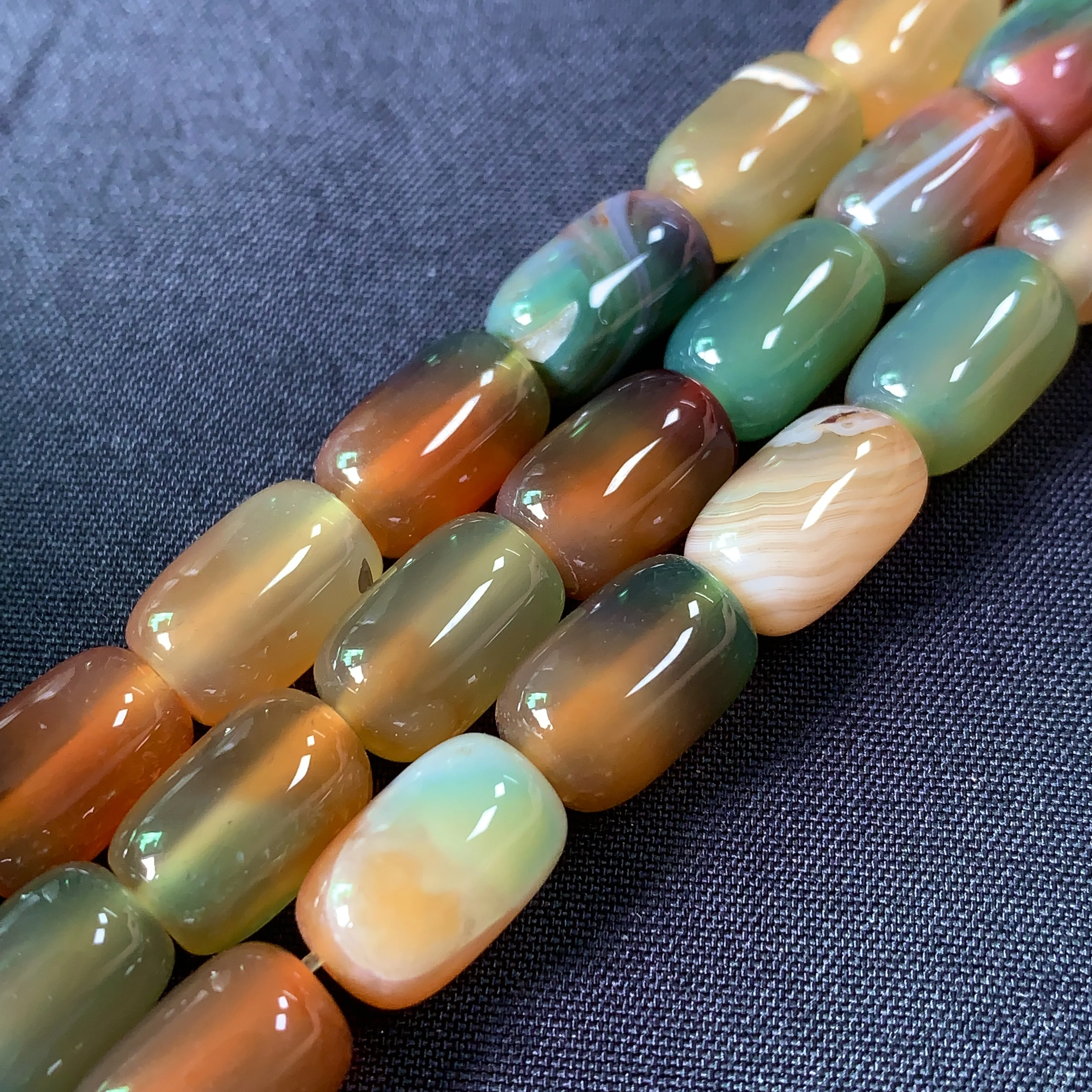 Peacock Agate Beads Strands Dyed Color Barrel Shape Smooth Loose Spacer Beads for Jewelry Making DIY Beaded Bracelet 8x12MM