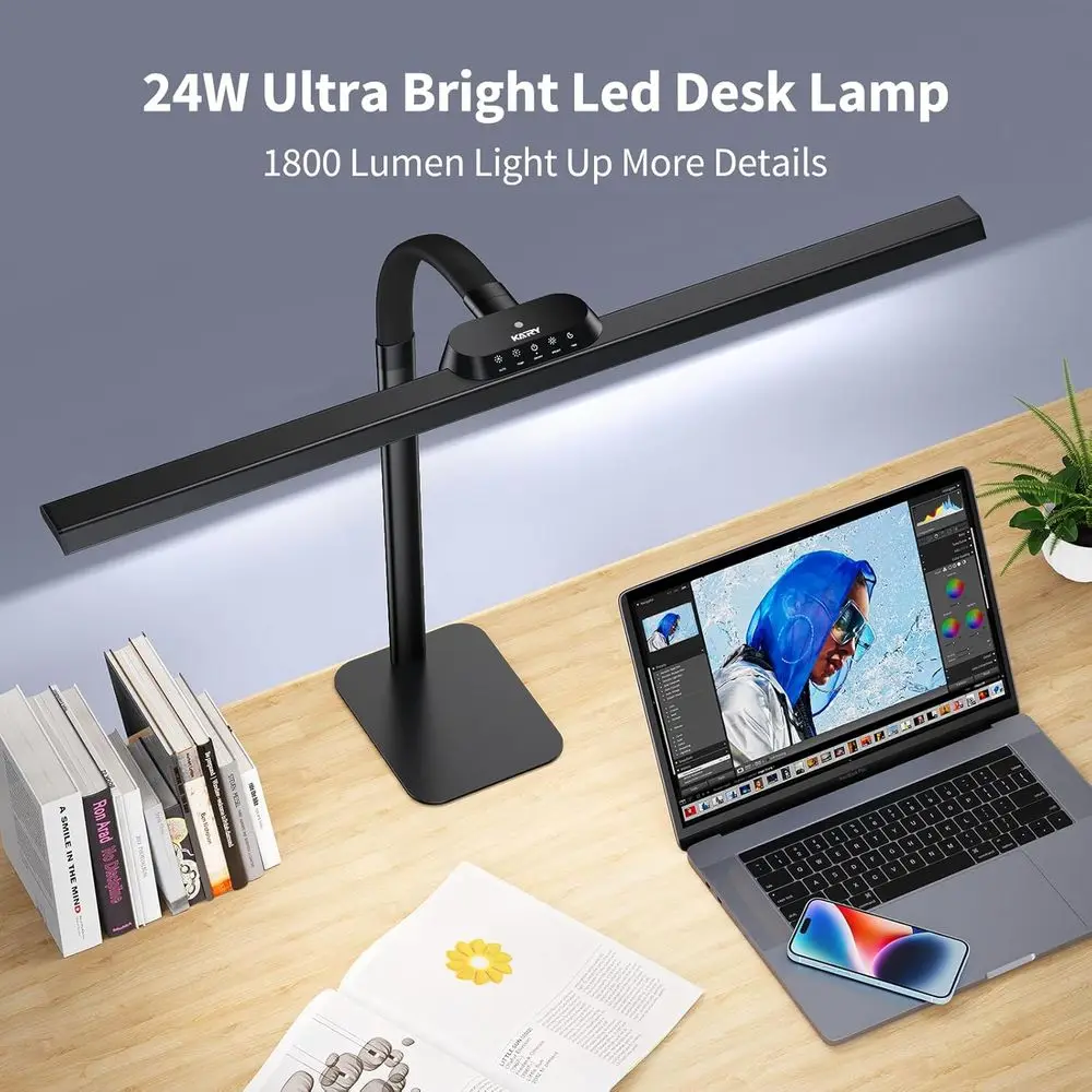 24W Architect Desk Lamp with Wide Base, 1800LM Brightness, 5 Modes for Home Office and Studio Work