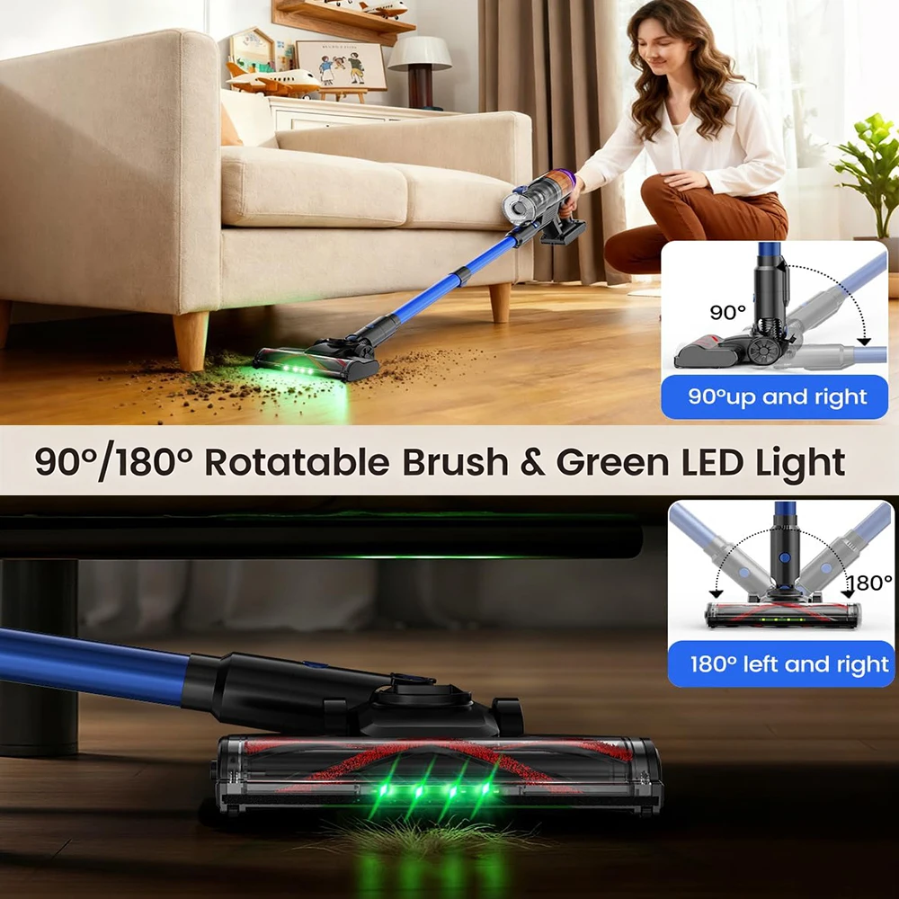 COTIAR R11 Akku-Staubsauger für zu Hause, 500 W 50 kPa Saugleistung, leichter Staubsauger, 60 Minuten Laufzeit, LED-Anzeige, 3 HEPA-Filter – Detail 12