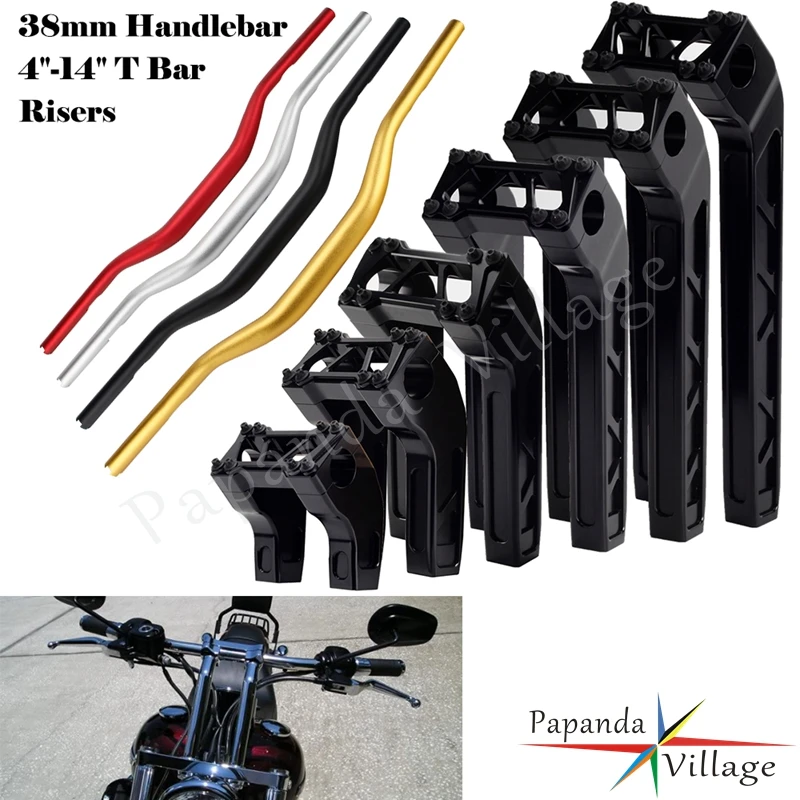 

Motorcycle 4"-14" Club Style Pullback One-piece Top 38mm Handlebar Clamp Risers For Harley Sportster 1200 XL883N XL883R XL883C