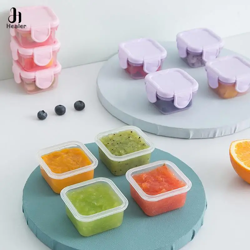 4PCS Mini Baby Food Storage Containers Baby Learning Dishes Auxiliary Bowl Portable Sealed Storage Boxs Can Microwave