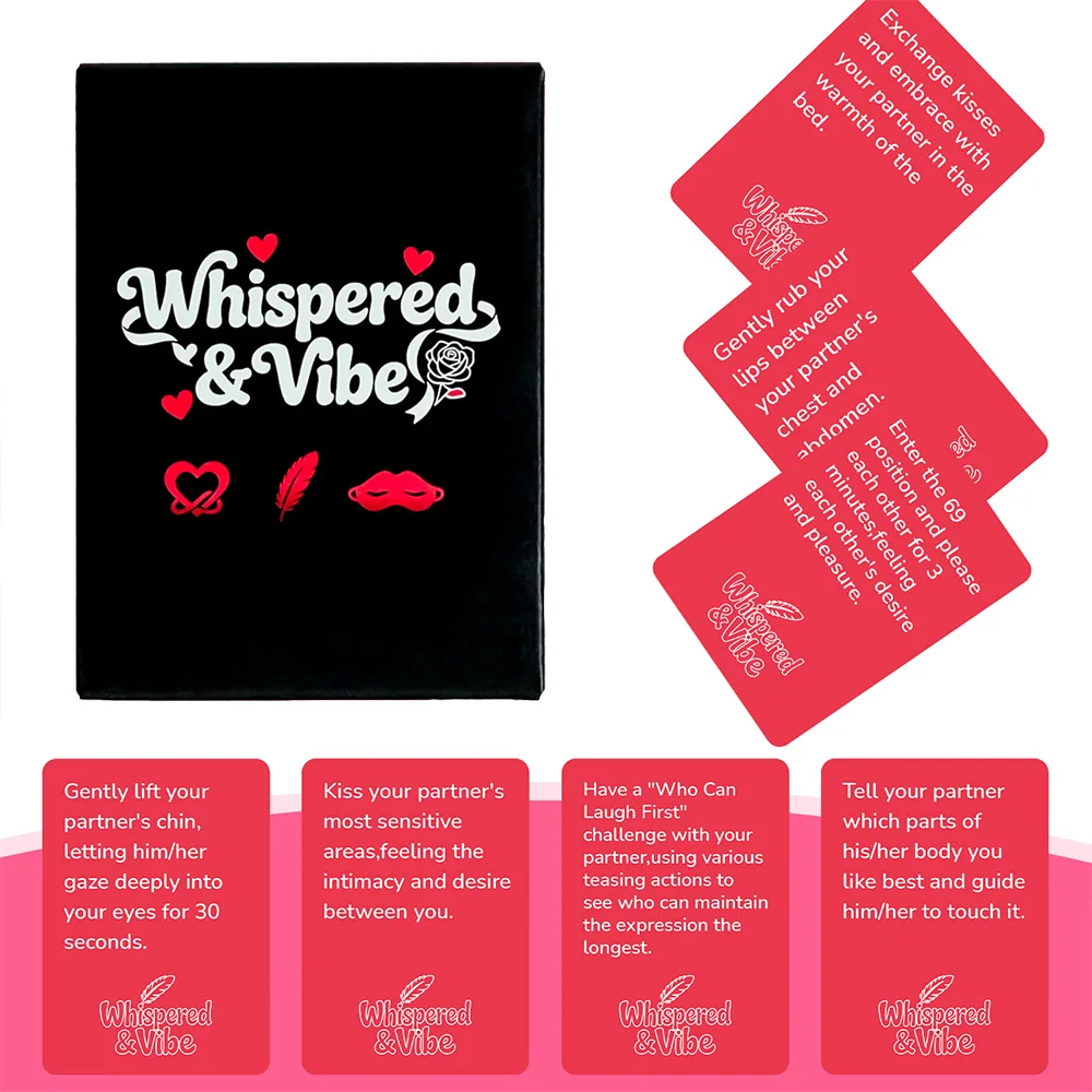 “Whispered & Vibe” Couple's Intimacy Card Game—50 Flirty Challenges and Romantic Tips, the Perfect Anniversary Gift for Couples