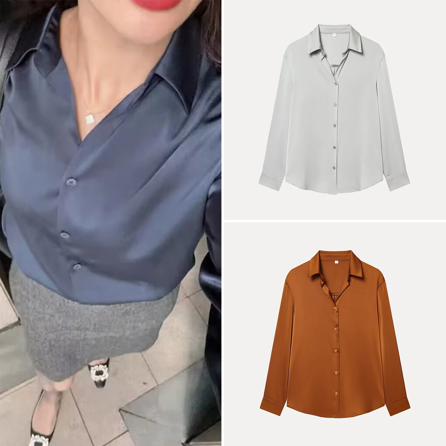 2025 invierno nueva mujer Faion Personali Long Sve irt versátil Simple Sle transpirable cómodo agradable para la piel