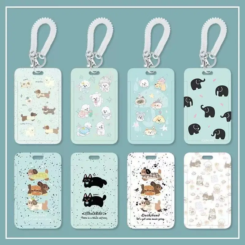Cute Cartoon Puppy Credit ID Card Badge Bag Bus Card Protective Case for Bus Campus Lunch Card  Kpop Photocard Holder Small Gift