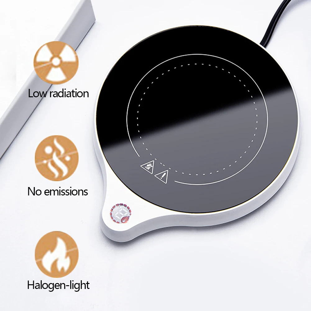 

Coffee Mug Cup Warmer For Milk Tea Pot Electric Heating Plate 50-100℃ Cup Heater 5 Gear Heating Pad For Home Office Desk Use