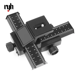 RYH 4 Way Macro Focusing Rail Slider for Canon Sony Nikon Pentax Close-Up Shooting Tripod Head with 1/4 Screw for DSLR Camera