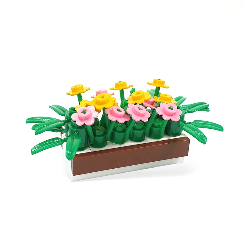 MOC Tree Plant Building Blocks Bricks Grass Bush Jungle Flower Garden Compatible with 6064 2417 32606 2435 3741 City Friends Toy