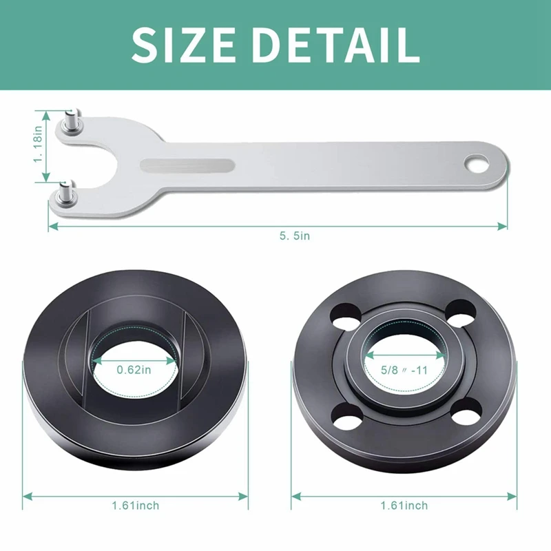 9Pcs Angle Grinder Flange Nut Angle Grinder Wrench Kit 5/8-11 Flange Metal Lock Nut For Grinder Accessories