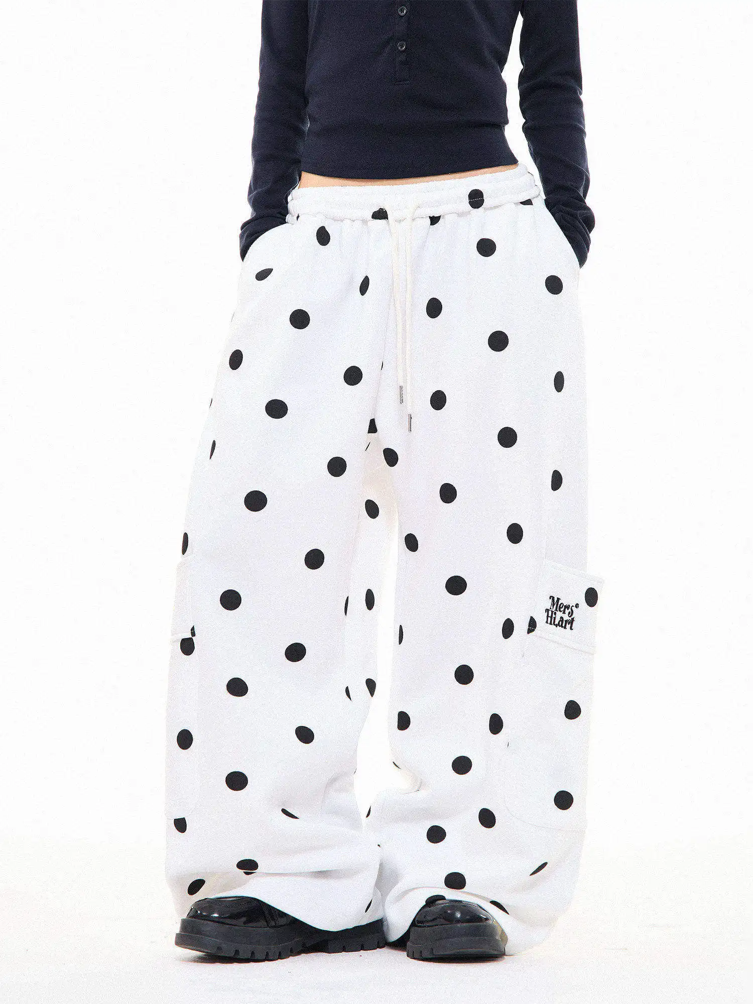 

Брюки MIKYO в американском ретро-стиле в горошек, повседневные, свободные, с широкими штанинами, женские, универсальные, новинка 2025 года