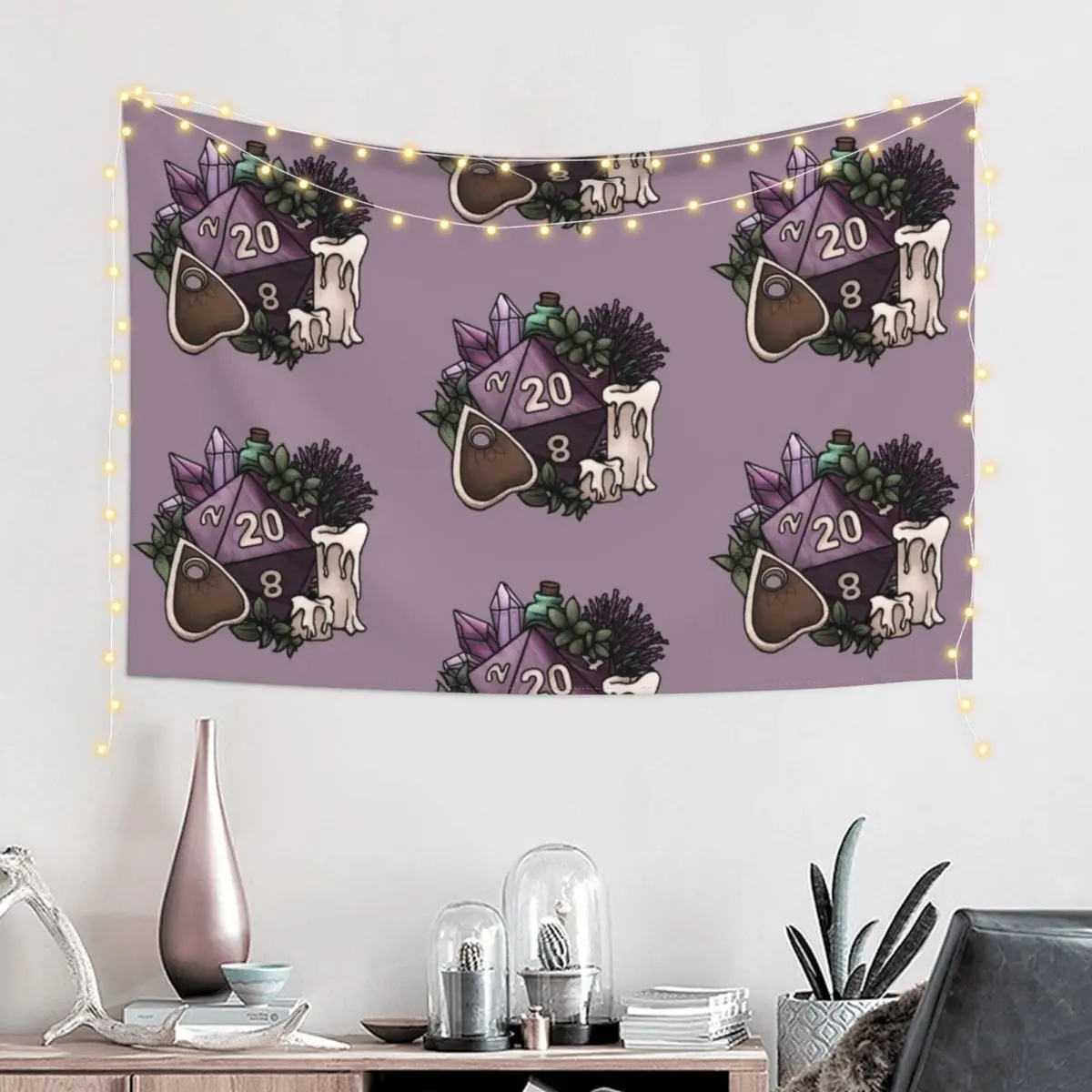 Witchy D20 Tabletop RPG Gaming Dice Tapestry Aesthetic Room Decoration Decorations For Your Bedroom Things To The Room Tapestry