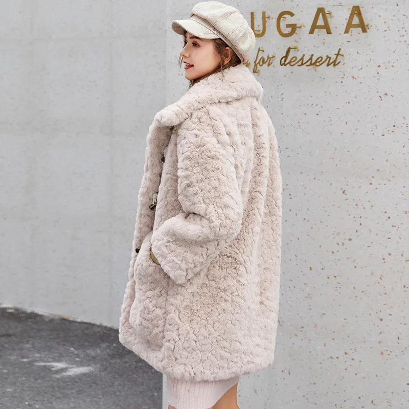 Women Faux Fur Coats Jackets Turn Down Collar Mid Length Coat Thick Warm Y2k Streetwear Jacket Elegant Autumn Winter 2026
