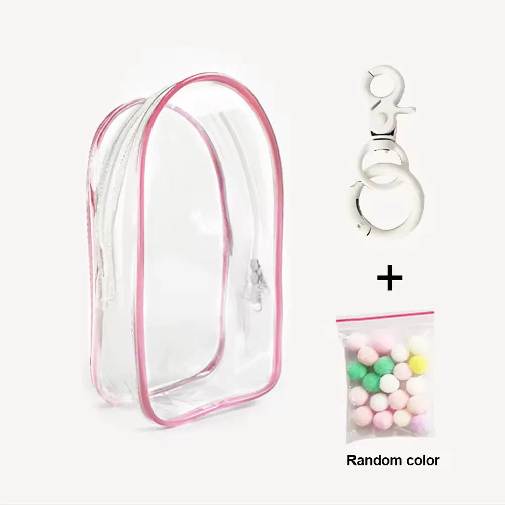 لـ Labubu v1 v2 صندوق غبار دمية شفاف PVC مع سلسلة مفاتيح وكرة