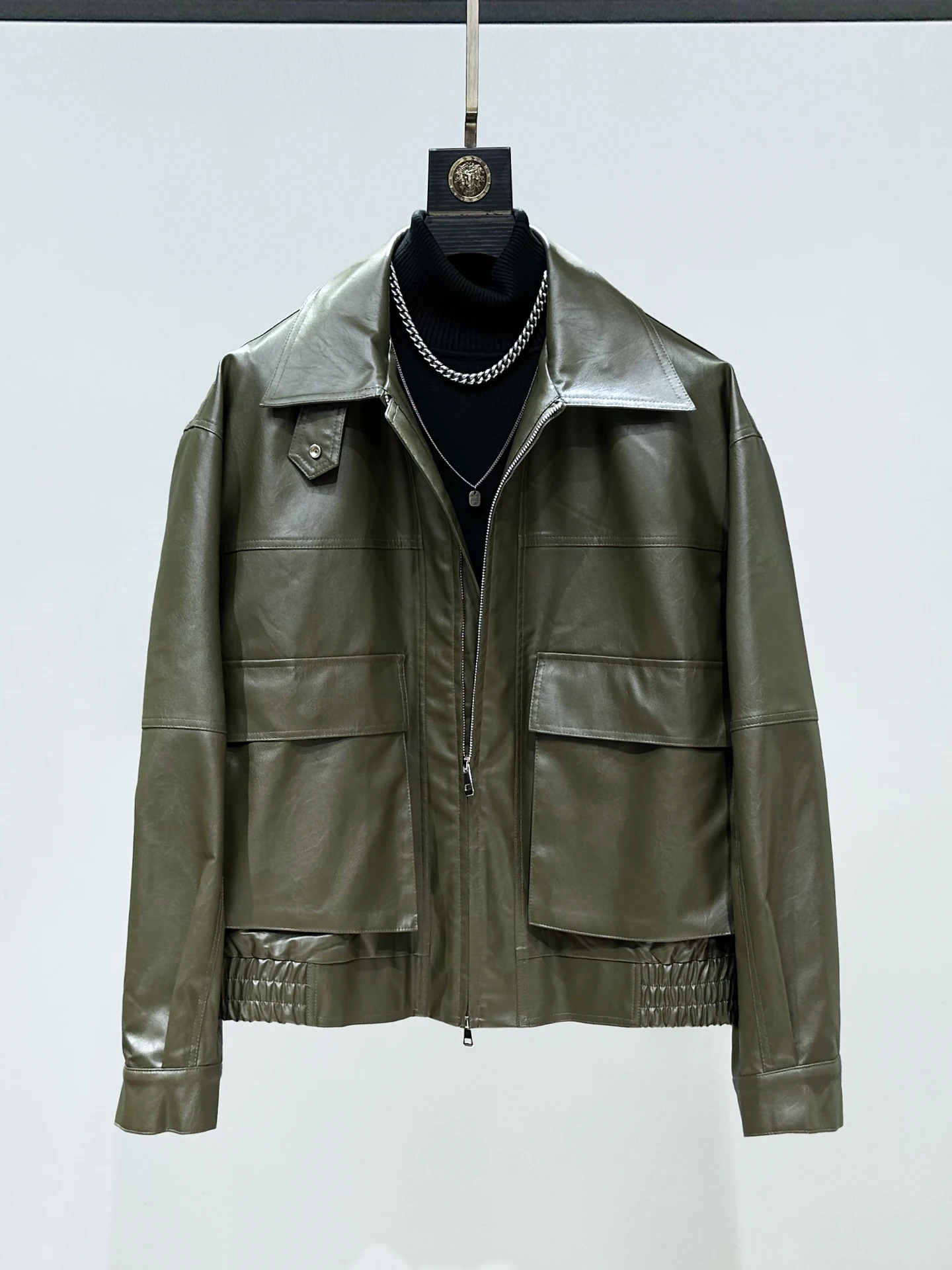 

Original Retro Leather Jaet Men's ort Motorcycle PU Leather Jaet with Large kets Workwear Outerwear New Advanced Fee...