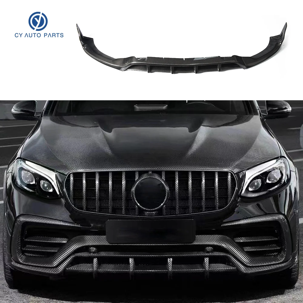 For Mercedes-Benz GLC63 AMG Front Bumper Lip Carbon Fiber Topcar Style Front Lip Diffuser