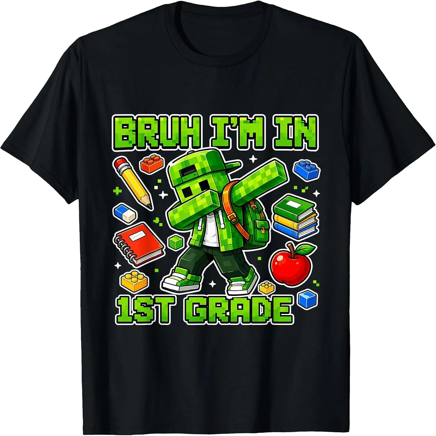 Bruh I'm in 1st Grade Dabbing Boys Kids Gamer Back to School T-Shirt