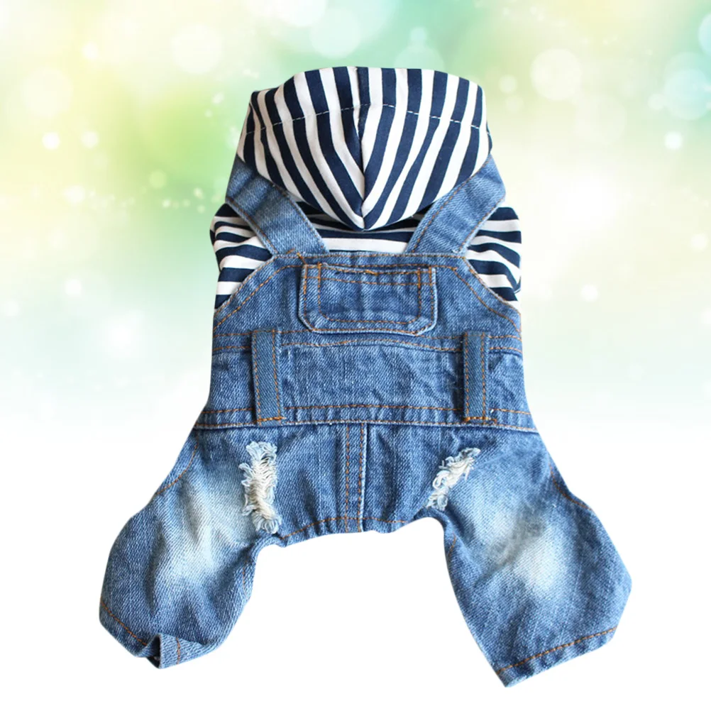 

Clothes for Pets Puppy Jumpsuit Dog Clotes Denim Hoodies Jacket with Hat Suspenders Jean Vest