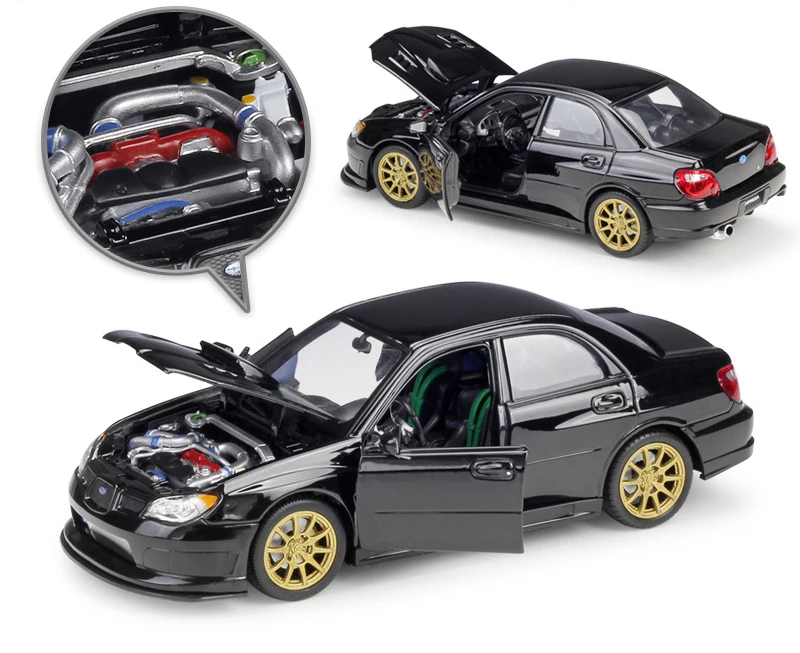 WELLY Diecast Car 1:24 Scale SUBARU WRX STI Simulator Classic Metal Model Car Alloy Toy Car Sports Car For Kids Gift Collection