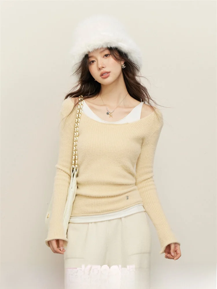 

Kroche, зимняя вязаная бархатная круглая двухсекционная облегающая внутренняя одежда из нейлонового волокна для поездок на работу, женская мода