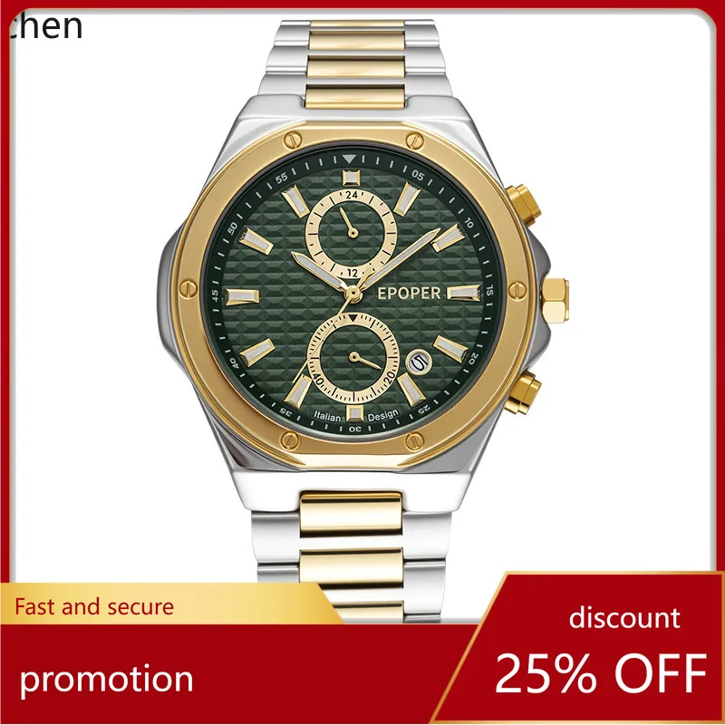 

Zml six-hand multifunctional watch - calendar, chronograph, sports quartz steel band men's watch