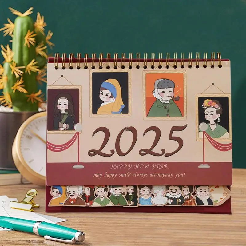 Desk Calendar Cute Desk Standing Calendar 2024-2025 New Year's Calendar Cute Vintage Desktop Ornaments For Friends And Family